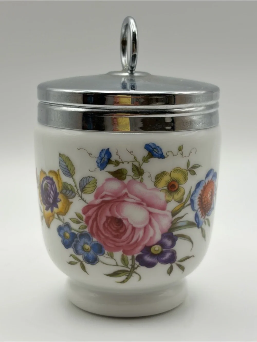 Royal Worcester Porcelain Egg Coddler 4” Bournemouth Rose Cottagecore Floral
